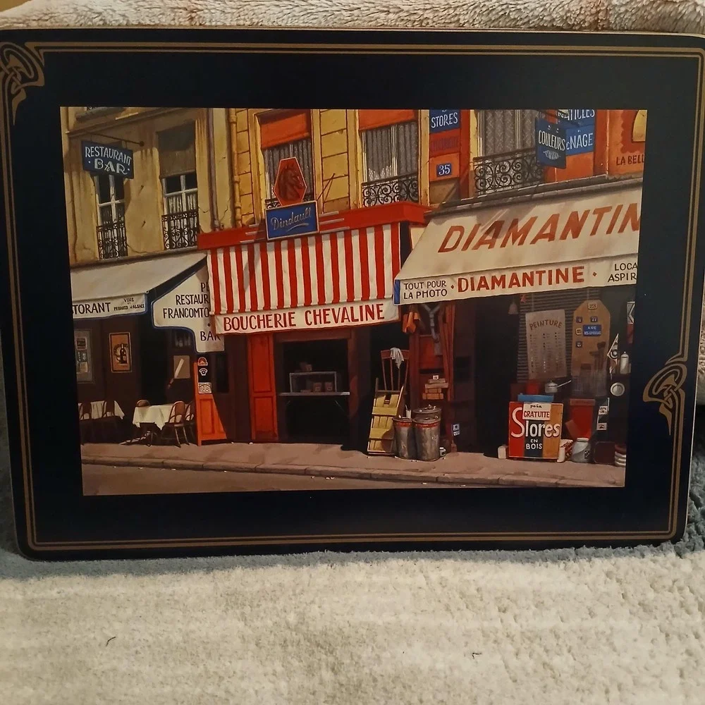 Pimpernel Paris‎ Street Scene Table Placemats Set Cork Backed Made In England